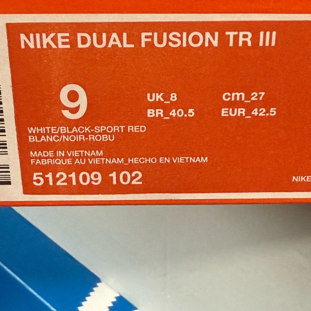 Nike Dual Fusion TR III White Black Sport Red Athletic Shoes